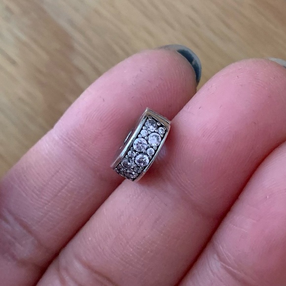 Authentic Retired Pandora CZ Bling Sparkling Charm Safety Clip Stopper Spacer - Picture 3 of 9